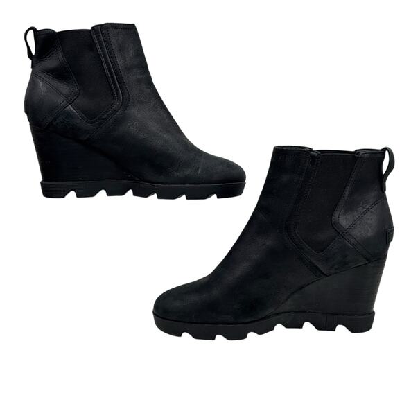 Sorel Joan Uptown Waterproof Wedge Chelsea Boot 10 Women's Black Pull On Bootie - Picture 7 of 10